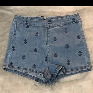 High waisted denim shorts